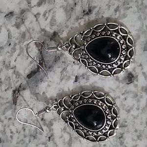 Silver-tone teardrop earrings